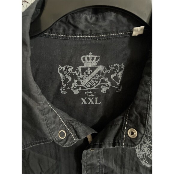 Guess vintage graphic button up short sleeve Men’s top Xxl Goth Grunge - Picture 4 of 8